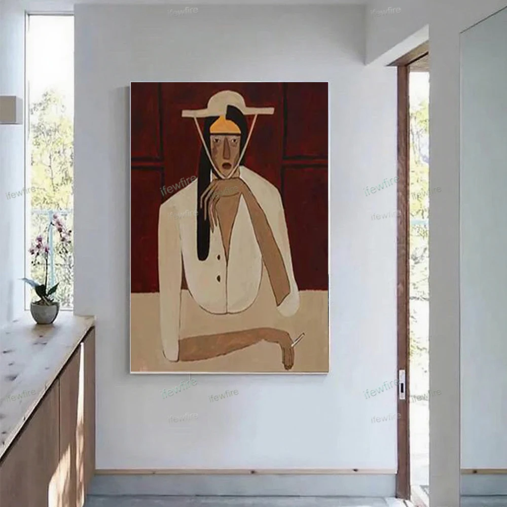 

Home Decor Wall Picture African Woman Canvas Painting Modern Handmade Abstract Oil Paintings Decorate Living Room Bedroom Trim