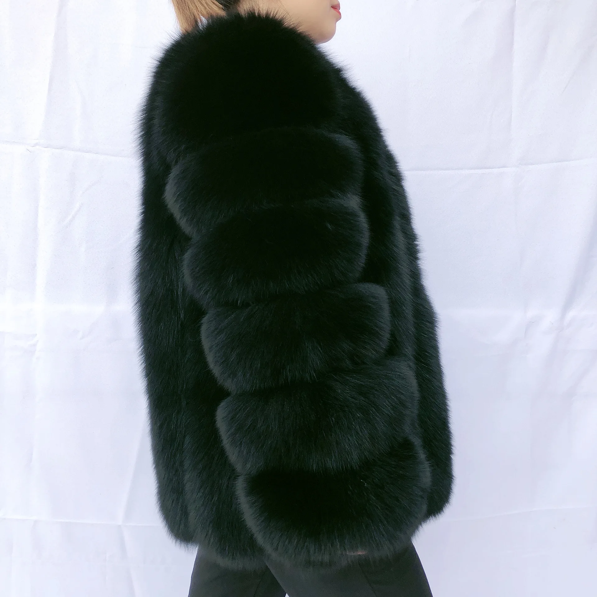 Real fox fur coat women's autumn and winter vertical bar natural fox jacket new fashion silver fox fur coat free postage