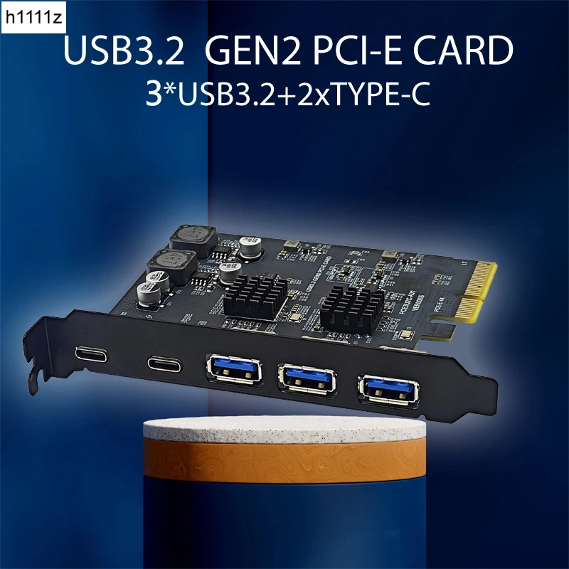 

PCIE USB Expansion Card PCI Express X4 to 2Port USB C + 3Port USB3.2 Gen2 10Gbps Adapter PCI-E to USB 3.1 Type-C HUB for Desktop