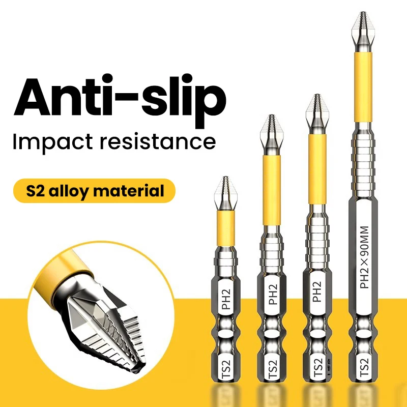 6/5PCS Threaded Cross Non-slip Toothed S2 Alloy Material Special Original High Impact Hand Drill Bit