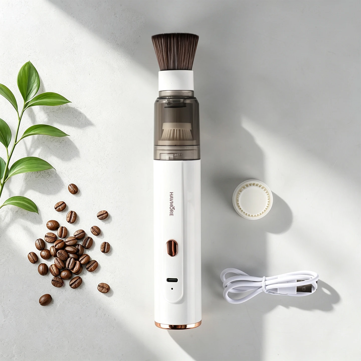 Havmore Washable Detachable Type‑C Charging Mini Hand‑held Coffee Ground Dust Vacuum Cleaner for Coffee Bar Use