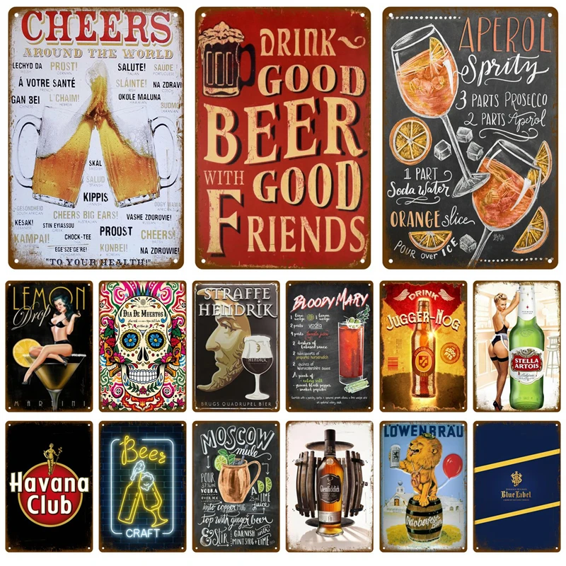 Retro Beer Tin Sign Whisky Metal Sign Plaque Metal Wall Decor Vintage Decor Poster Plates Man Cave Shabby Chic For Bar Pub Rum