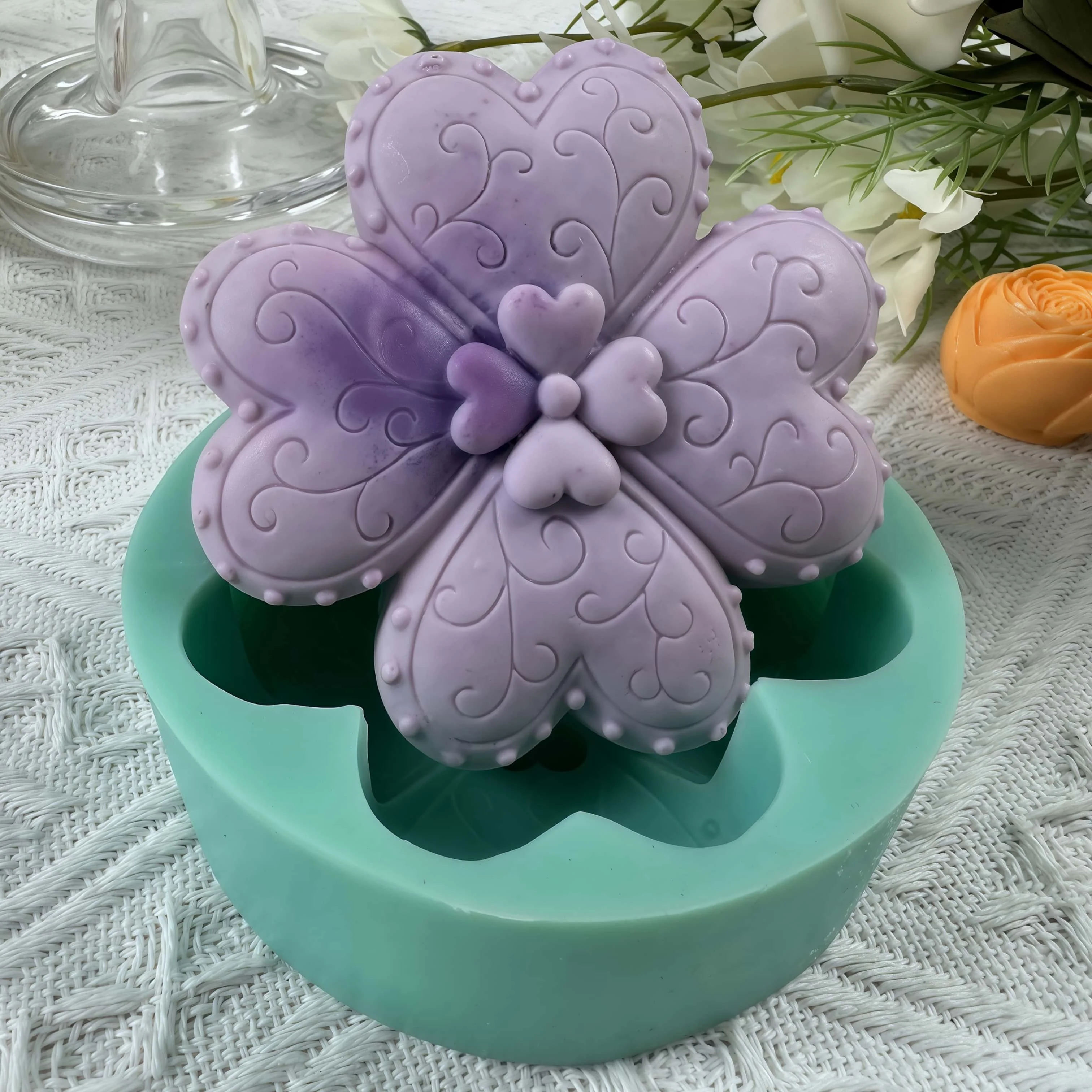 Lovely Heart Soap Mold, DIY Silicone Molds for Natural Soap Scented Candle Wax Aroma Plaster Chocolate Cake Epoxy Resin Craft