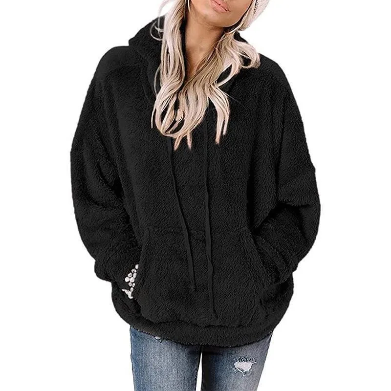 Fleece Sweatshirts Women Autumn Winter Plush Warm Fluffy Hoodies Loose Hoodie Tops Long Sleeve Harajuku Femele Sherpa Pullovers