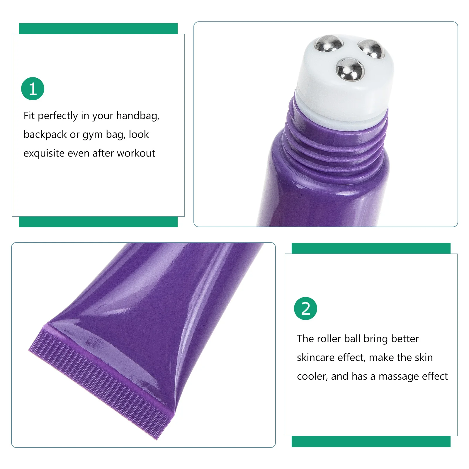 

2pcs 20G Empty Refillable Roller Bottle For Eye Cream Face Moisturizer Essential Oils Travel Size Leakproof Skincare Dispenser