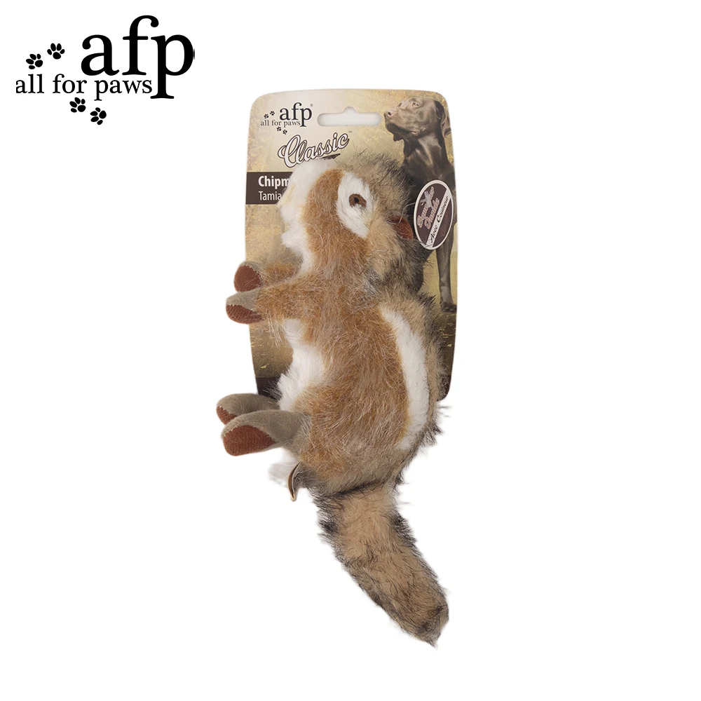 All For Paws Dog Faux Fur Animal Toys Chipmunk Squeaker Soft Fluffy Toy Realistic Wildlife Appearance Stimulates Pet Supplies