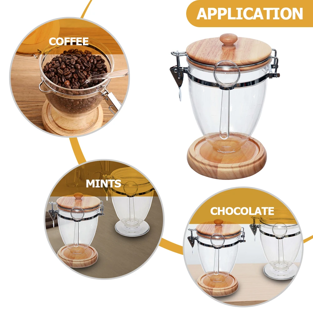 

Airtight Glass Household Beans Canister Tea With Spoon Seal Moisture-Proof Sugar Container Home Kitchen Supply Sealing Jar For