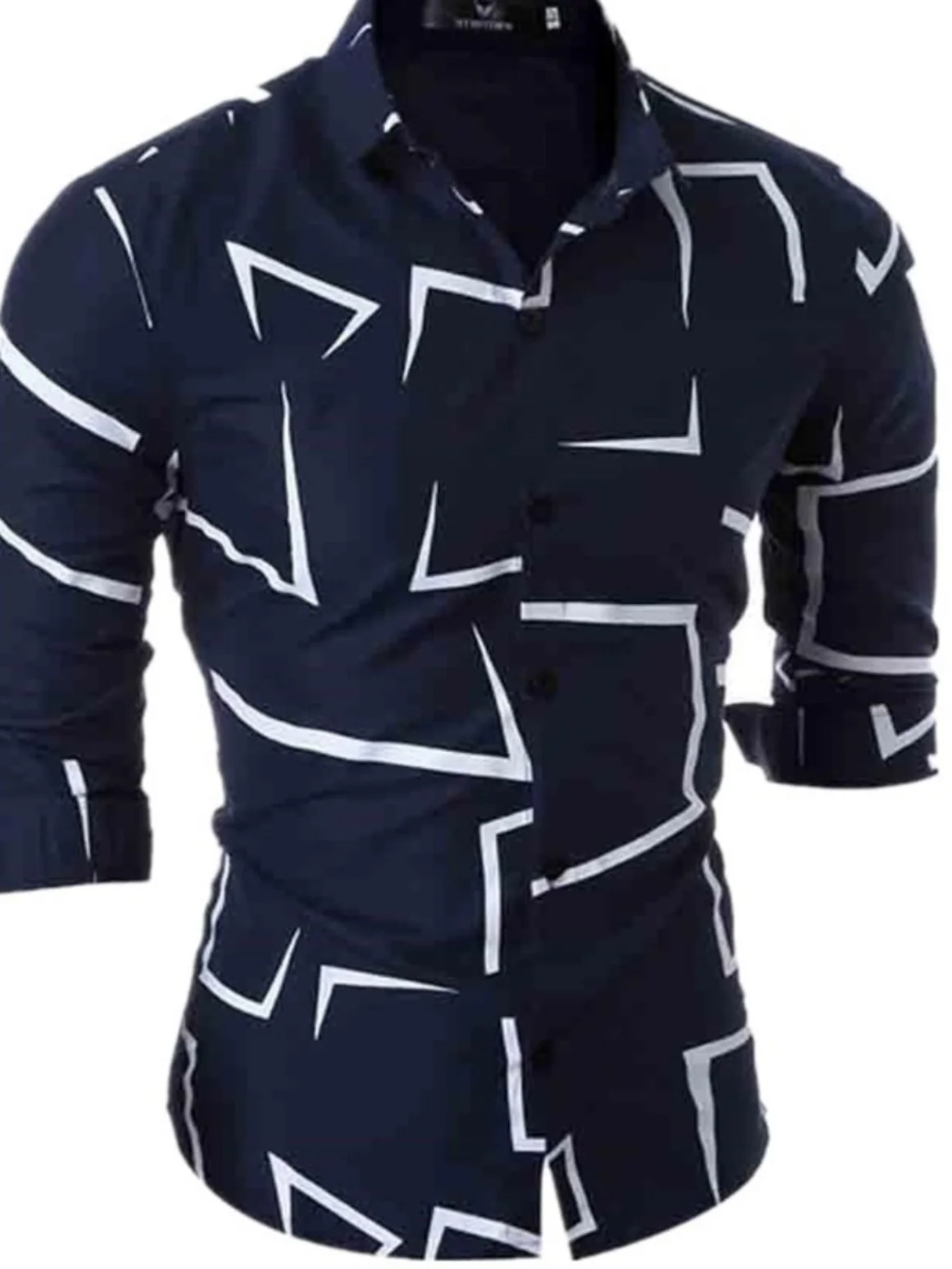 

Long Sve Men's irt Irregular Printed Faionable European Sle Turn-down Collar Slim Fit Youthful ular Summer irt