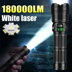 High Power White Laser Flashlight Super Bright LED Spotlight Long Range Torch Zoom Emergency Outdoor With Battery Indicator