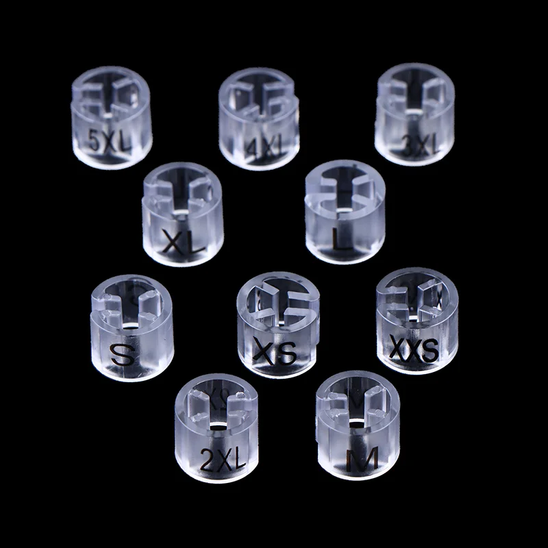 

〔YS1〕100Pcs Clothes Hanger Size Markers Clear Plastic Home Hangers Size Tag Kit XXS-5XL Snap On Hanger Divider Accessories Label