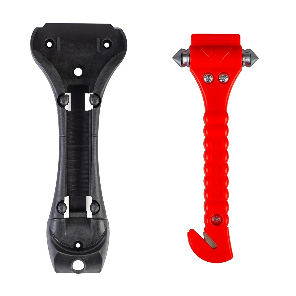 1/2PCS Survival Safety Hammer Camping Driving Car Seat Belt Cutter Emergency Escape Hammer to Break Window Glass RED