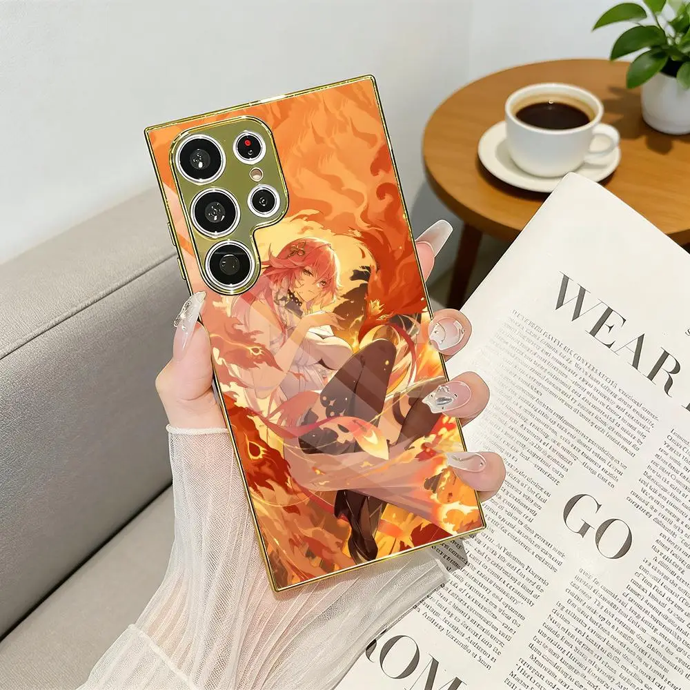 Changli Wuthering Waves Phone Case Luxury Electroplated Metal Frame Case For Samsung Galaxy S25 S24 S23 Ultra