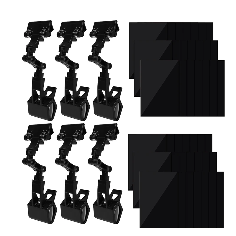 6PCS Adjustable Clip On Sign Holder Rotating Sign Clip Double Head Store Sign Holder Clips Black