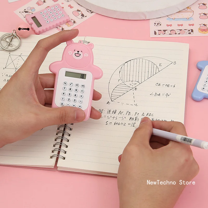 Draagbare Mini Rekenmachine Zakformaat 8 Cijfers Display Kawaii Cartoon Ultra-Dunne Knop Schattige Rekenmachine Schoolbenodigdheden Voor Kind