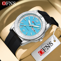OFNS New Fashion Color Dial Men's Quartz Watch Outdoors Casual Waterproof Clock Silicone Sports Business Dress Men Watch Relogio