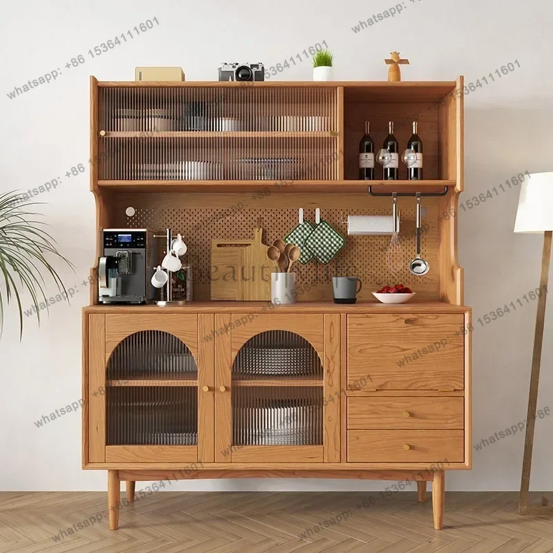 YJ  Ash Wood Dining Side Cabinet Solid Wood Living Room Kitchen Small Apartment Designer High-end Locker