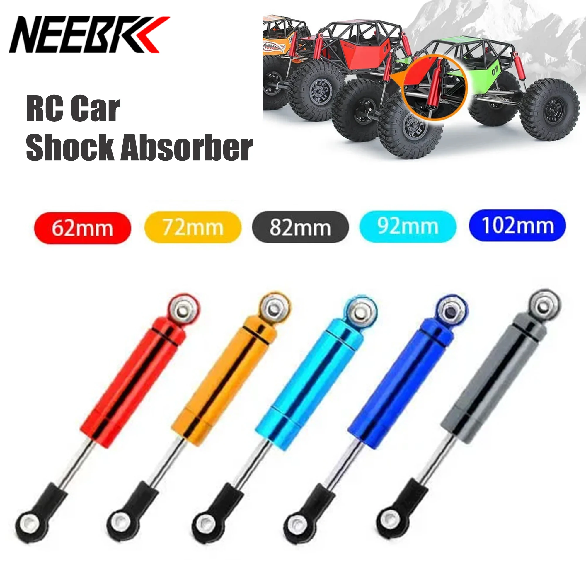 NEEBRC RC Car Shock Absorber Built in Spring 62 72 82 92mm Damper for 1/10 RC Crawler Traxxas TRX-4 Axial Scx10 90046 MST WPL