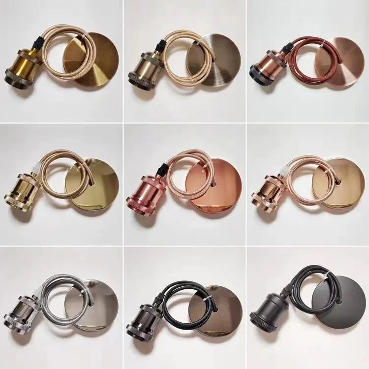 

Vintage Aluminum E27 Pendant Light Socket Hanging Wire Suspension with Large Screw Base Bedroom Dining Table Retro Pendant lamp