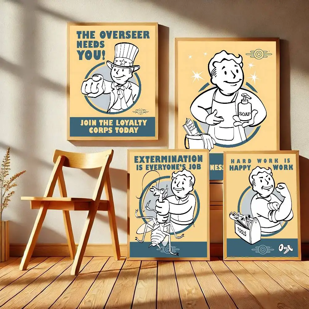 Game F-Fallouts Good Quality Prints And Posters Waterproof Paper Sticker Coffee House Bar Posters Wall Stickers