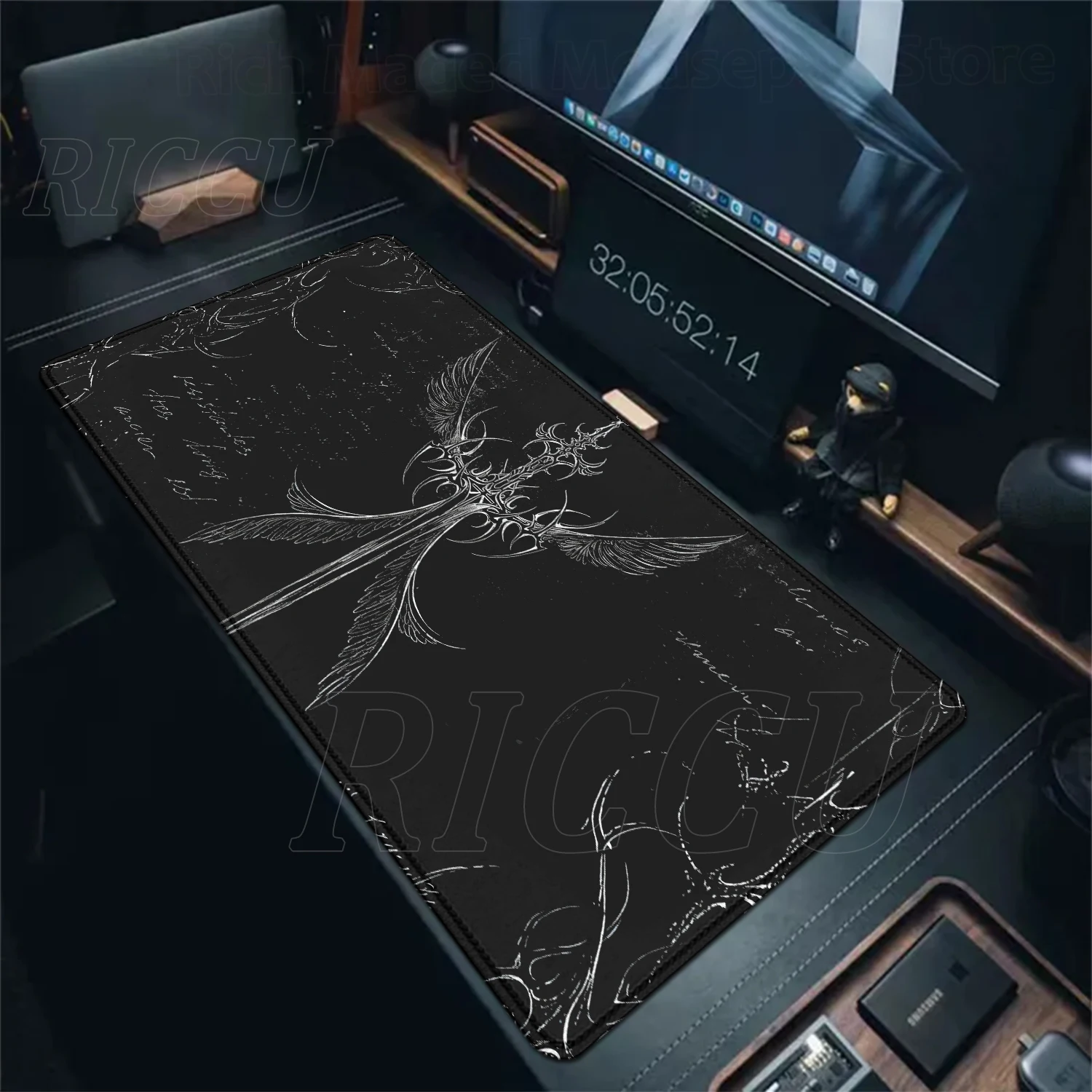 

Коврик для мыши XXL, аксессуары для ПК-игр, большой коврик для клавиатуры, коврик для киберспорта, крутой готический коврик для мыши в стиле Sword Art, офисный черный коврик с противоскользящей резиновой основой