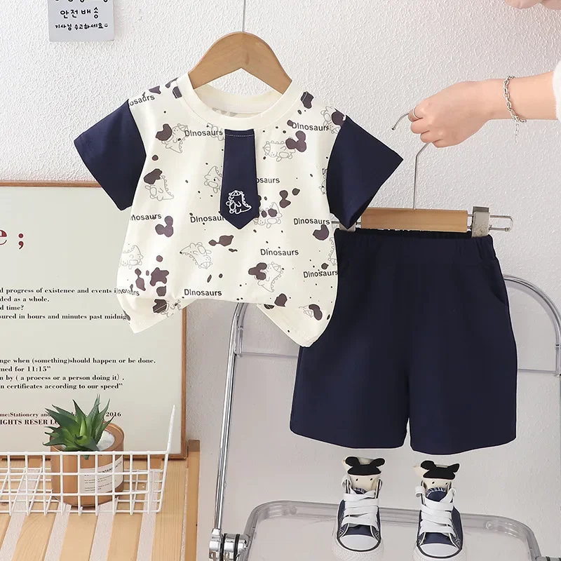 

New Summer Baby Boys Clothes Suit Children Casual Short Sleeved T-Shirt Shorts 2Pcs/Sets Infant Cartoon Costume Kids Tracksuits