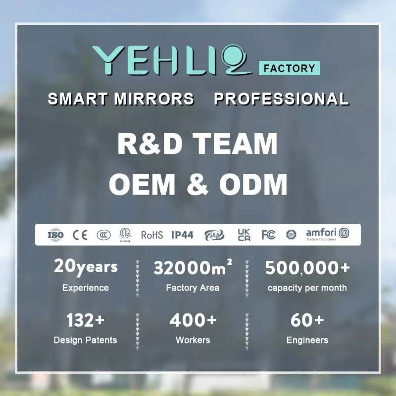 [Vendita calda] Specchio da bagno illuminato dimmerabile con interruttore tattile da pollici personalizzato Specchio retroilluminato a LED rotondo montato a parete con luci