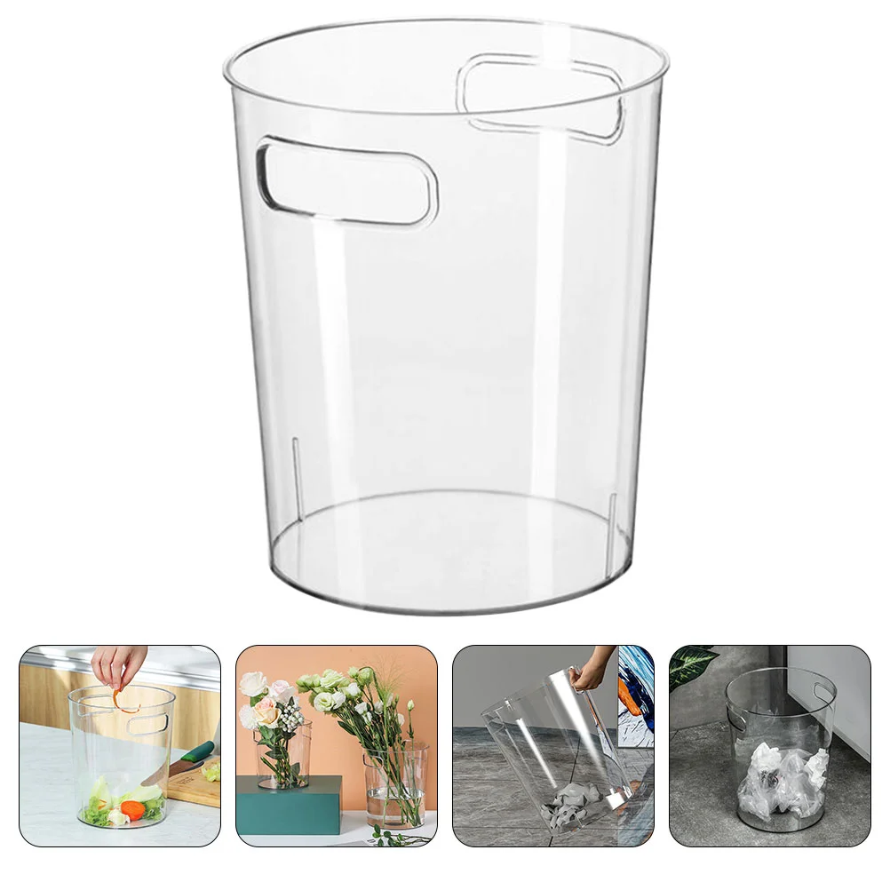 

Garbage Can Clear Ice Bucket Waste Bin for Home Storage Basket Kitchen Container Office Small Recycling