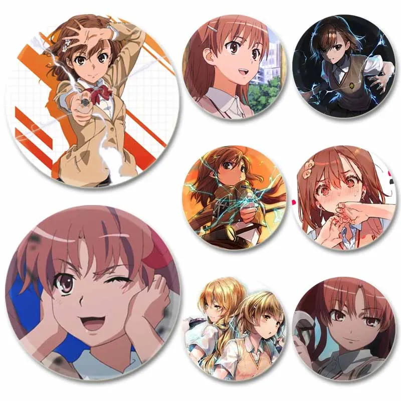 Misaka Mikoto,Shokuhou Misaki,Shirai Kuroko and So on Anime Figure Badge Exquisite Cute Brooches Pins for Backpack Jewelry Gifts
