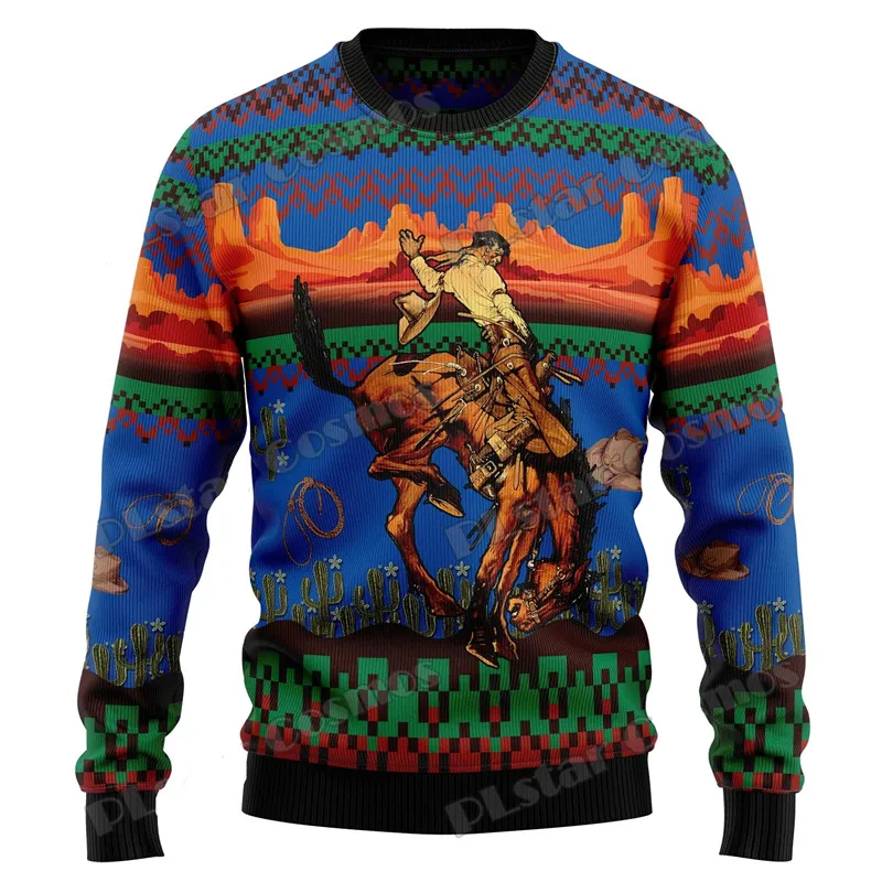 Winter casual sweater Beautiful Love Horses 3D printed men's ugly Christmas sweater neutral casual warm knit pullover M1008