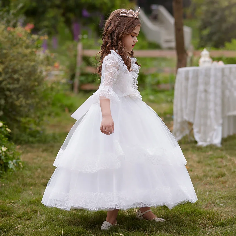 Flower Girl Wedding Party Dress for Girls, Vestidos de dama de honra, Elegante Kids Birthday Prom Ball Gown, Vestido de noite infantil