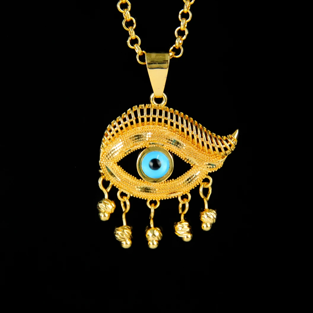 Arabische Mode Quasten-Anhänger 21k Vergoldete Zirkonia-Augen Hip-Hop Halskette Anhänger Dubai Damen Event Party Schmuck Geschenke – Detail 14