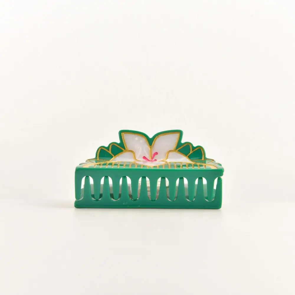 French Green Lily Flower Hair Claw Headdress Retro Elegant Barrette Hair Accessories Acetate Claw Clip Women view 4