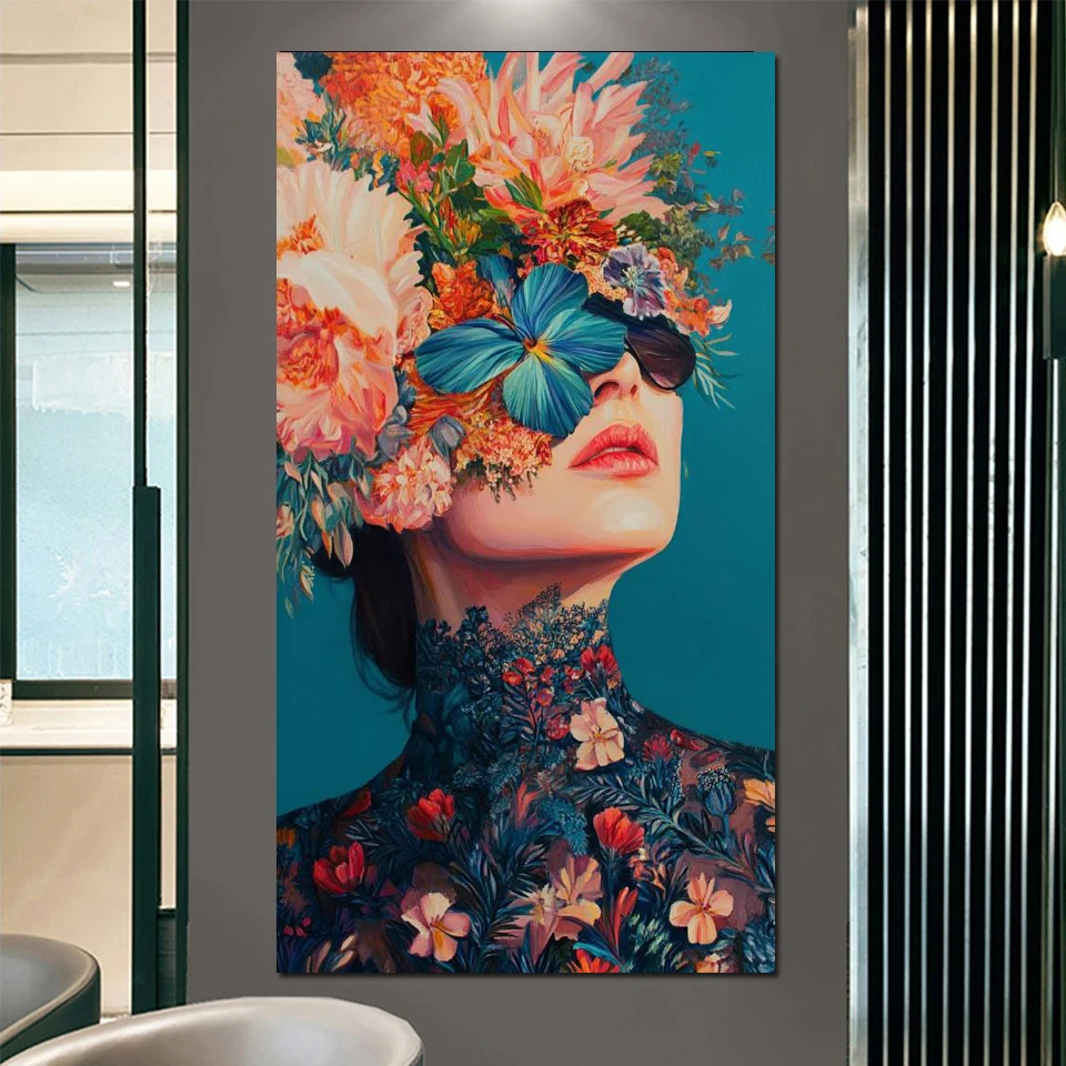 

New 5D Diamond Painting Women and Flowers Full Round Square Mosaic Embroidery Rhinestone Cross Stitch Home Decoration