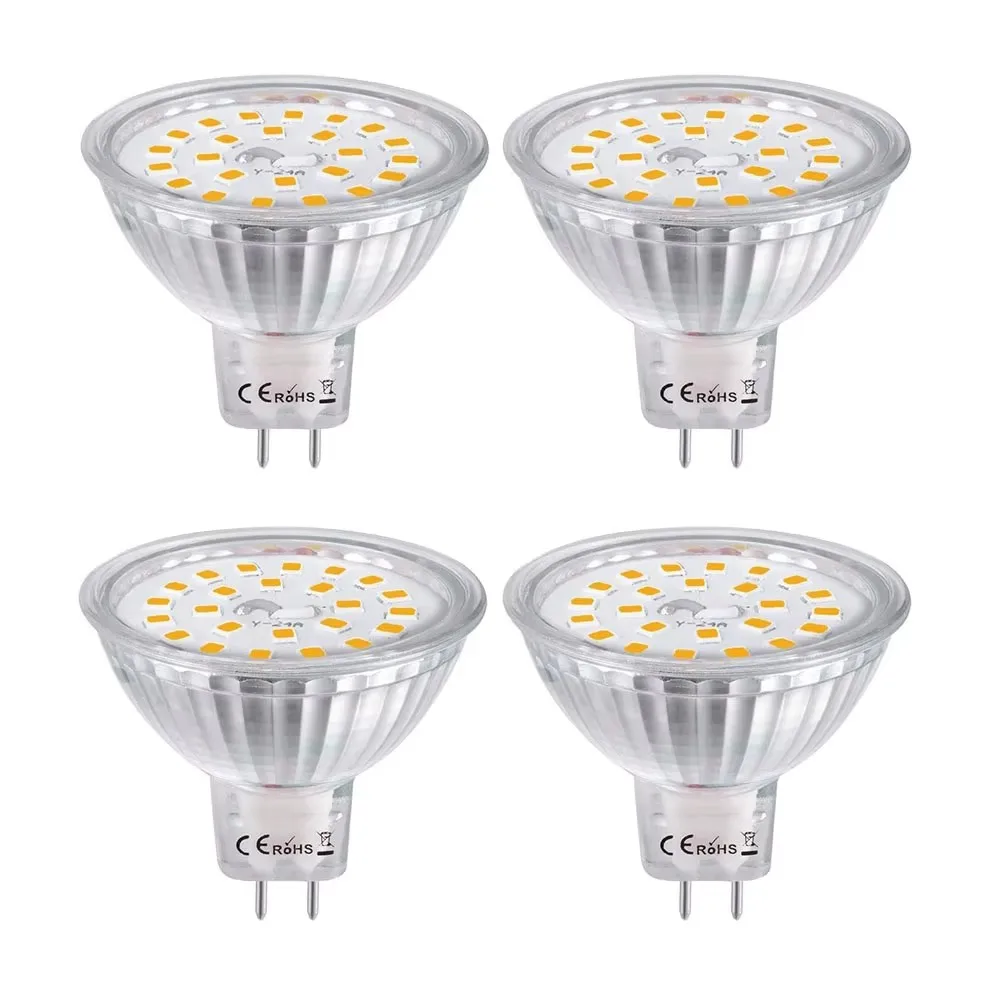

Светодиодная лампа MR16 G5.3 SMD, 6 шт., 4 Вт, G5.3, двухконтактный цоколь, точесветильник лампа, лампочка, AC/DC 12 В, 110 В, 220 В, теплый белый = 35 Вт, галогеновая лампа