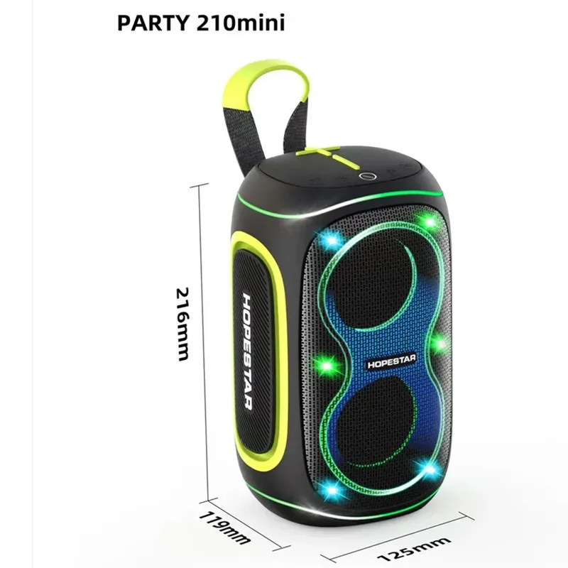 HOPESTAR Party 210 Mini Caixa De Som Bluetooth Speaker Portable RGB Light Waterproof Column TWS Stereo Subwoofer Music Center TF