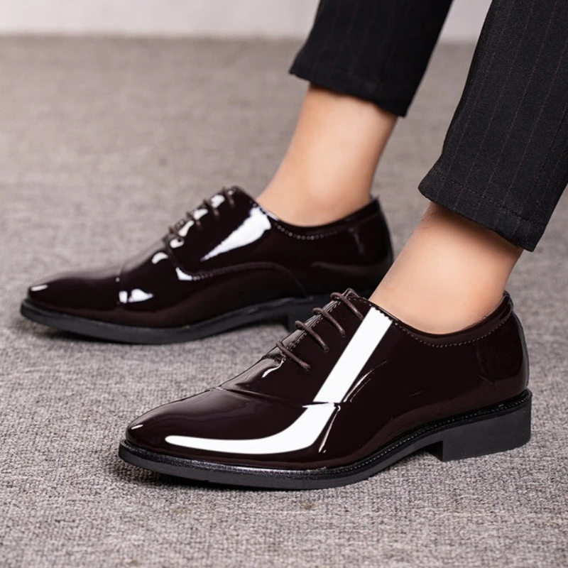 

oxfords eleganti patent leather formal shoes for man gentleman black shine shoes casual business wedding dress oxford shoes man