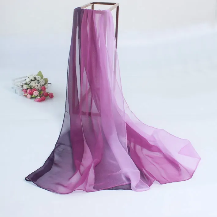 Summer New Arrival Fashion Chiffon Scarves Gradient Colors Georgette Female Silk Scarves 50 *160cm