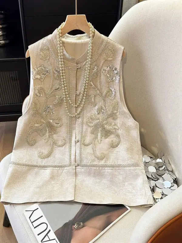 جديد الصينية Sle المرأة الكتان ort Jaet المطرزة مطرز زر ربيع الخريف حجم صغير ملابس التنقل Faionable #2