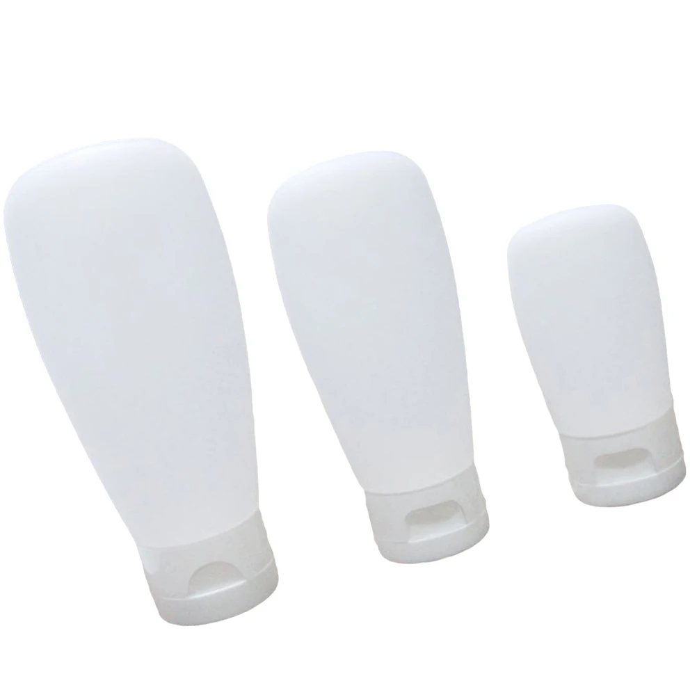 

3pcs Empty Subpackaging Bottles Silicone Containers Flip-top Travel Reusable Small Bottles for Liquids Lotion Cosmetics Storage