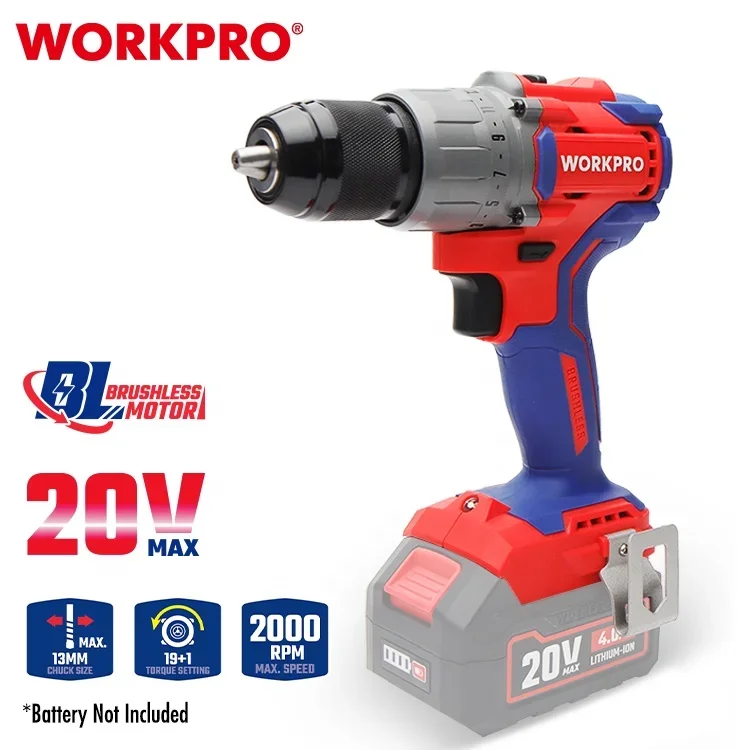 

WORKPRO 13MM 1/2" Brushless Drill Cordless Electric Drill Power Tool 20V Cordless Brushless Lithium Electric Drill