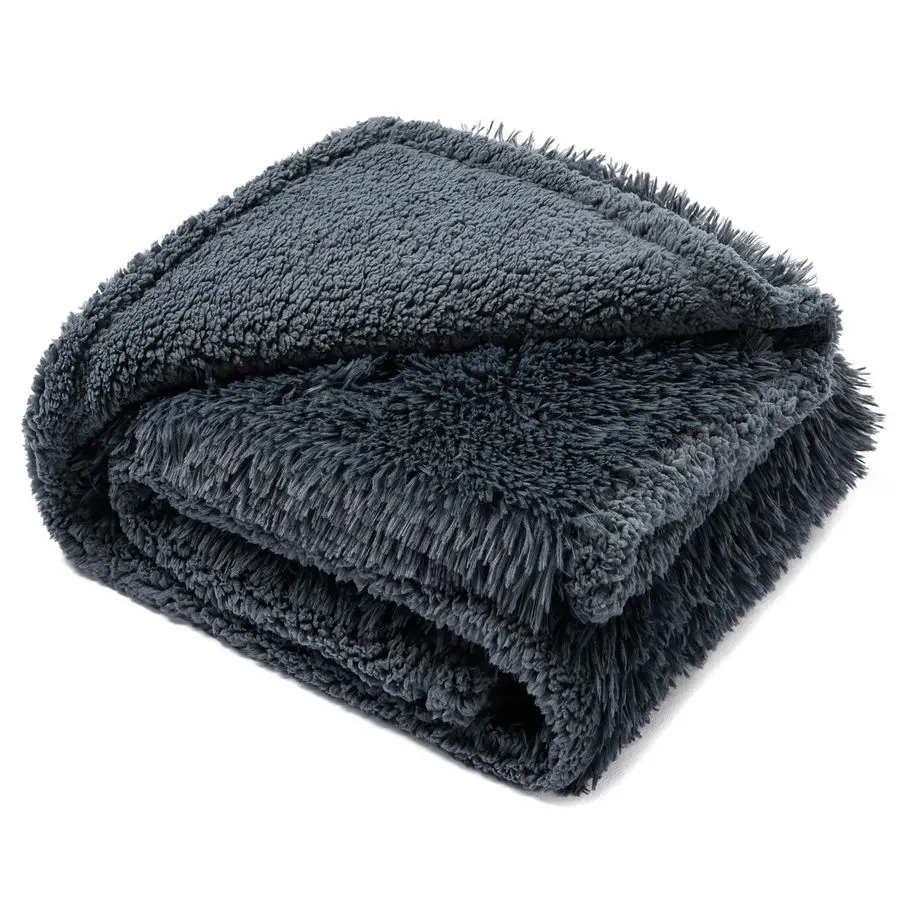 

Серое одеяло для собак 65x57 дюймов, пушистое, из длинного искусственного меха, плед для крупных собак, кошек, щенков, покрывало для дивана, защита для кровати