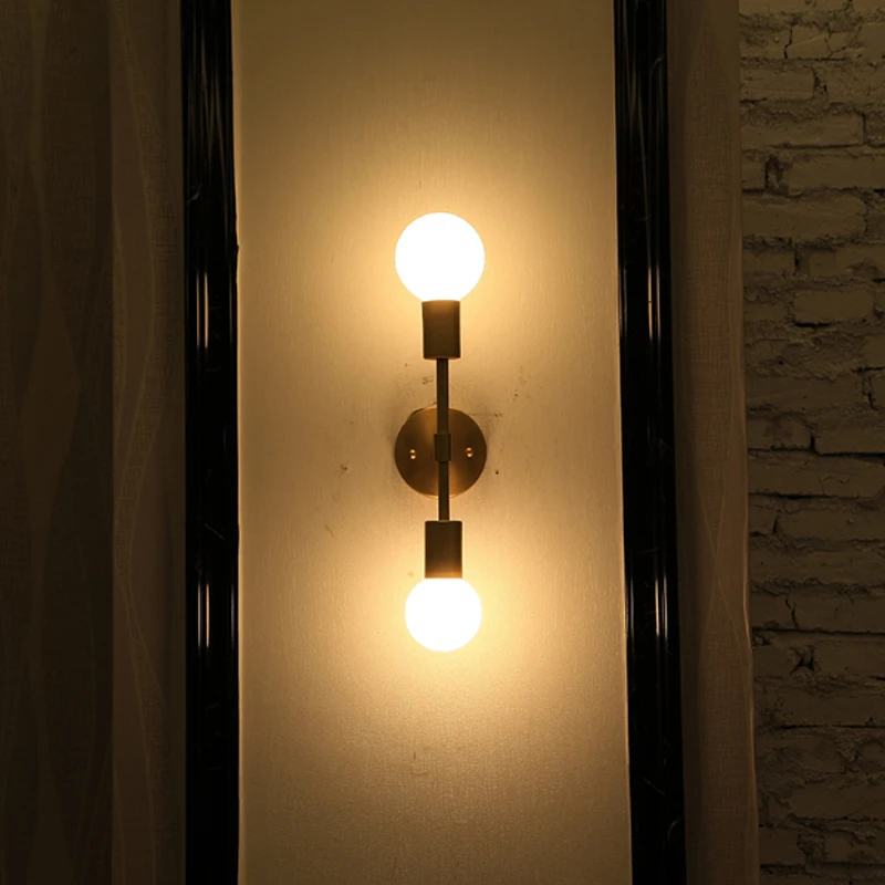 Simple Indoor E27 Light Source Brass Wall Lamp Furniture Decoration Bedroom Corridor Lighting Wall Lamp Two Lamp