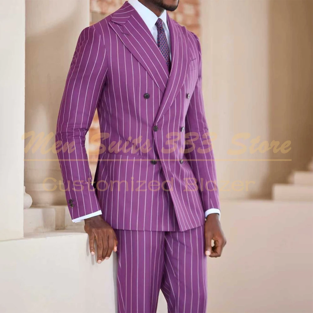 

Tailor-Made Men's Suits Elegant Double Breasted Peak Lapel Back Vent 2 Piece Jacket Pants High Quality Male Clothing Costume