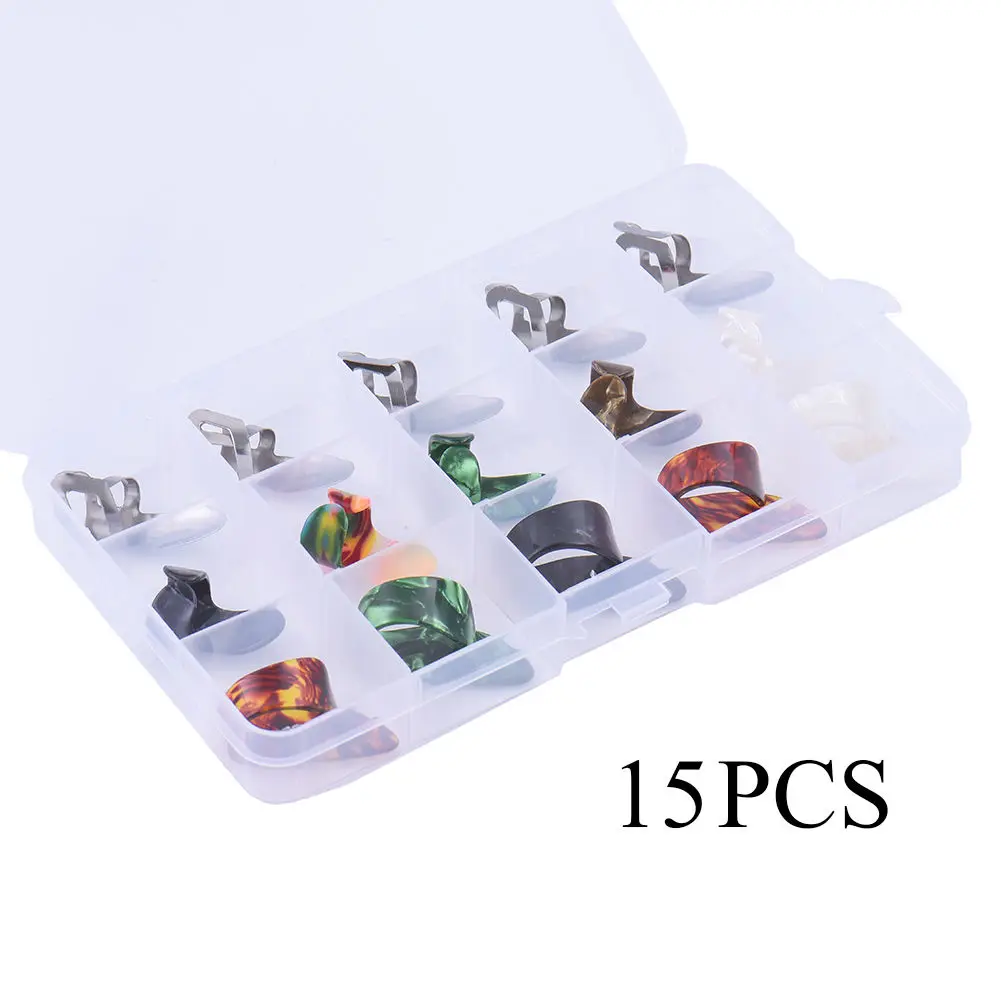 

15pcs Guitar Finger Cots Picks Fingertip Protector Thumb Ultra Thin Durable Lightweight Acoustic Bass Accessories