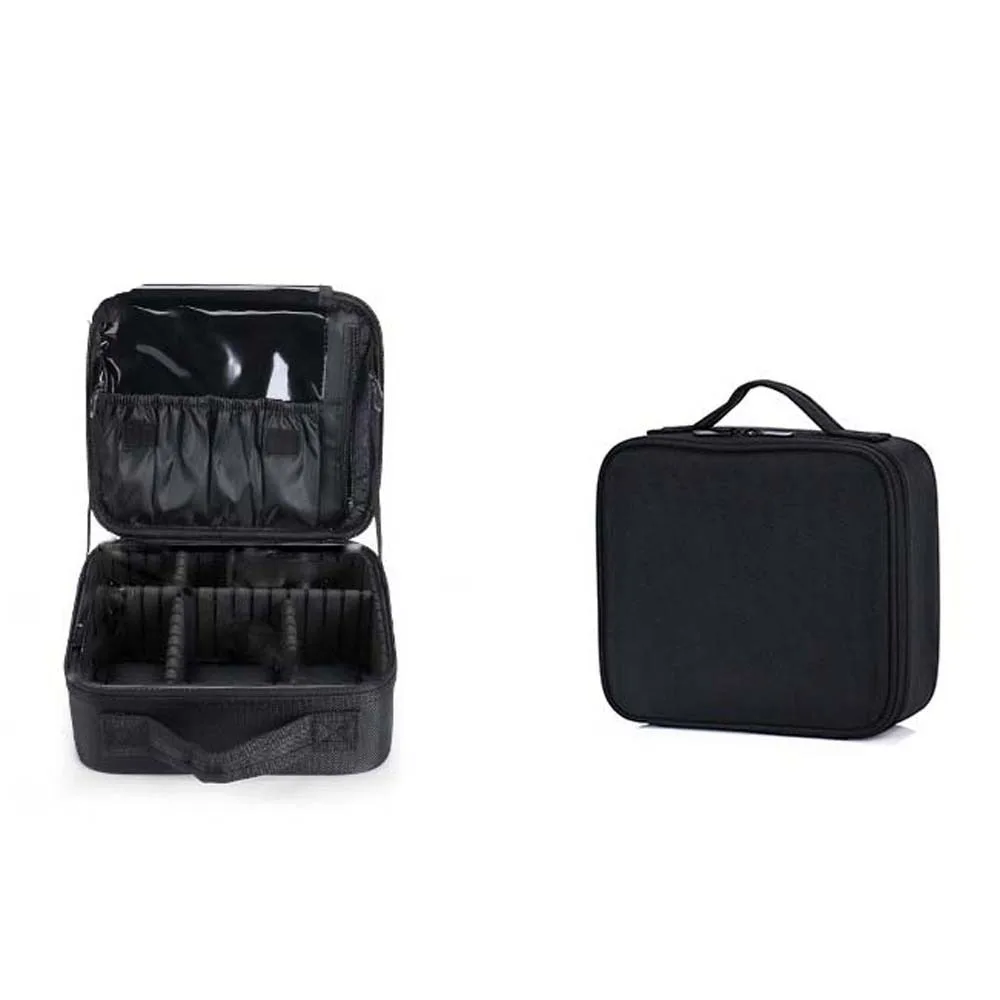 Large Capacity Cosmetic Bag Suitcase Oxford Cloth Anti-Splash Water Handheld Makeup Bag Portable Solid Color