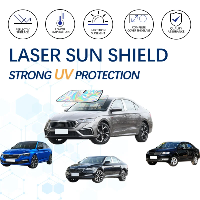 

Car Windshield Sun Shade Sunshade Sun Visor shade cover Foldable Blocks UV Rays For Skoda Superb Scala Rapid Octavia Kamiq