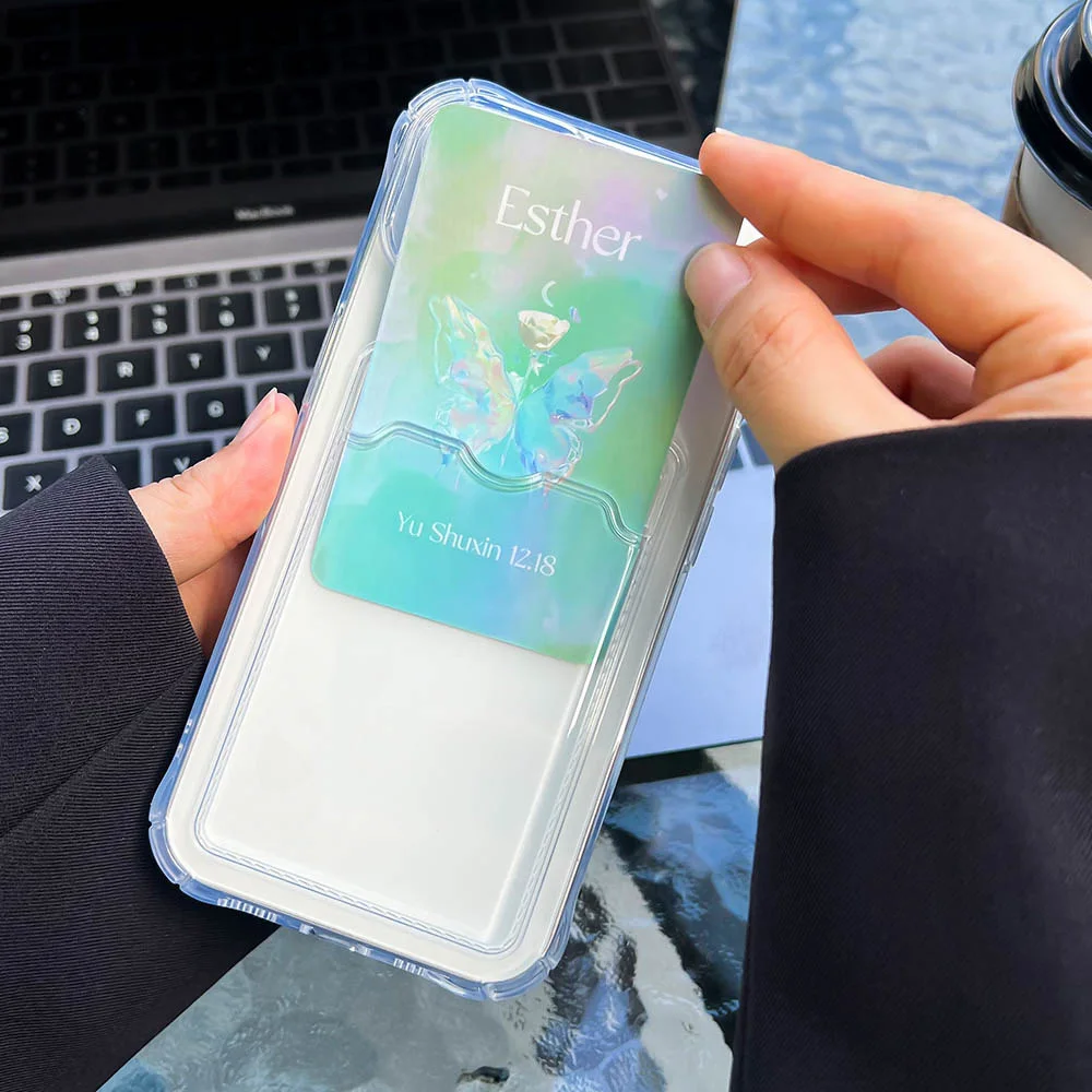 Wallet Card Holder Clear Soft Case For iPhone 15 16 13 14 12 11 Pro Max XS XR X 7 8 Plus SE 2022 Transparent Card Slots Cover