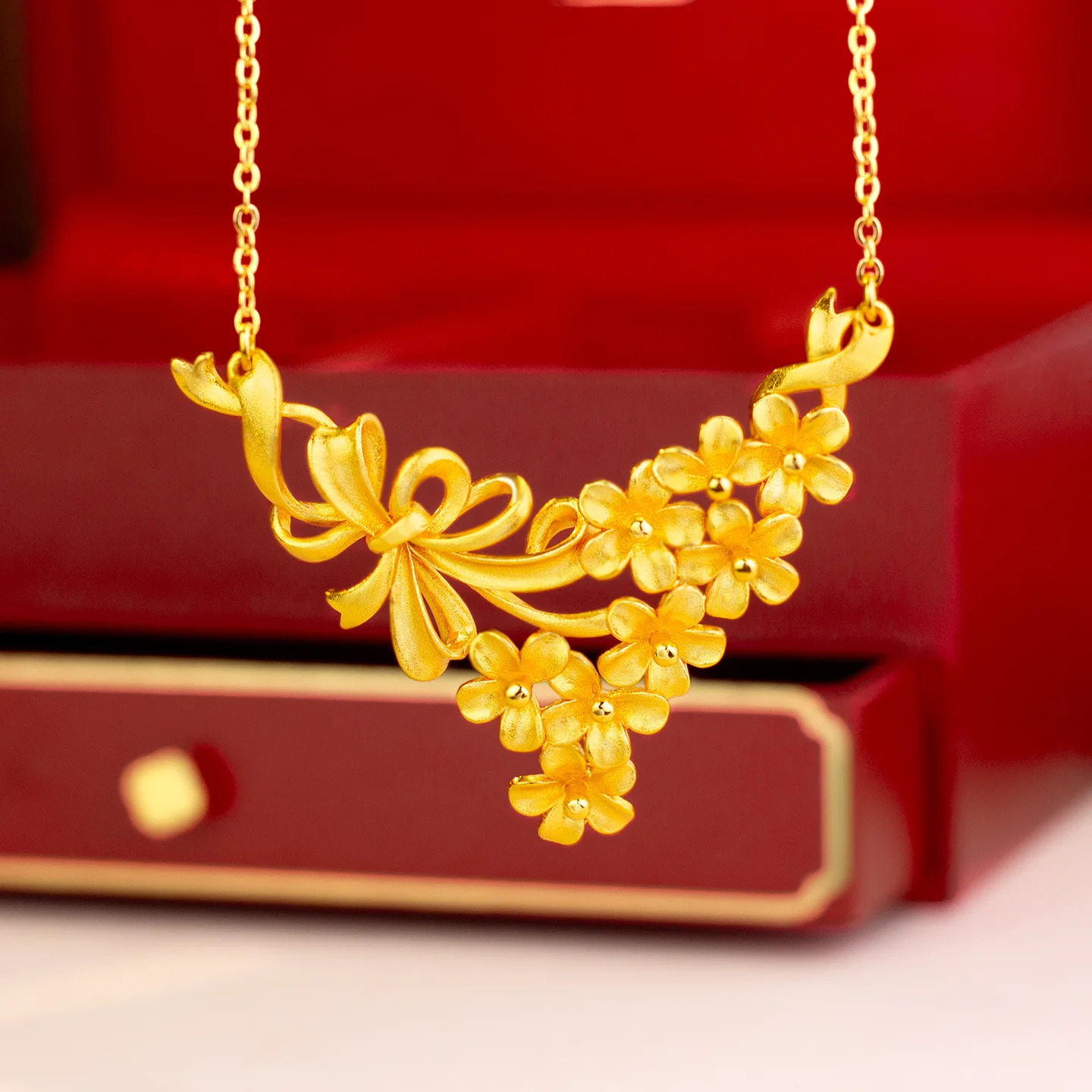 

Роскошное женское ожерелье с бантом из чистого золота 24 карата 9999 пробы, изысканная модная цепочка на ключицу