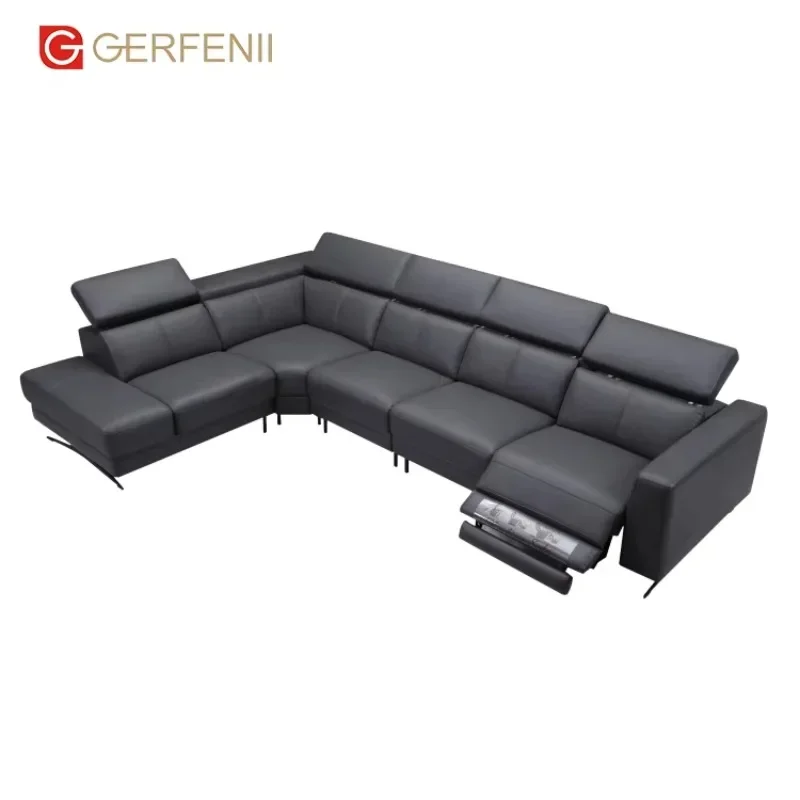 

Modern Italian 3-Seater Electric Reclining Sectional Couch Genuine Leather Fabric Designs Sofa Set for Living Room