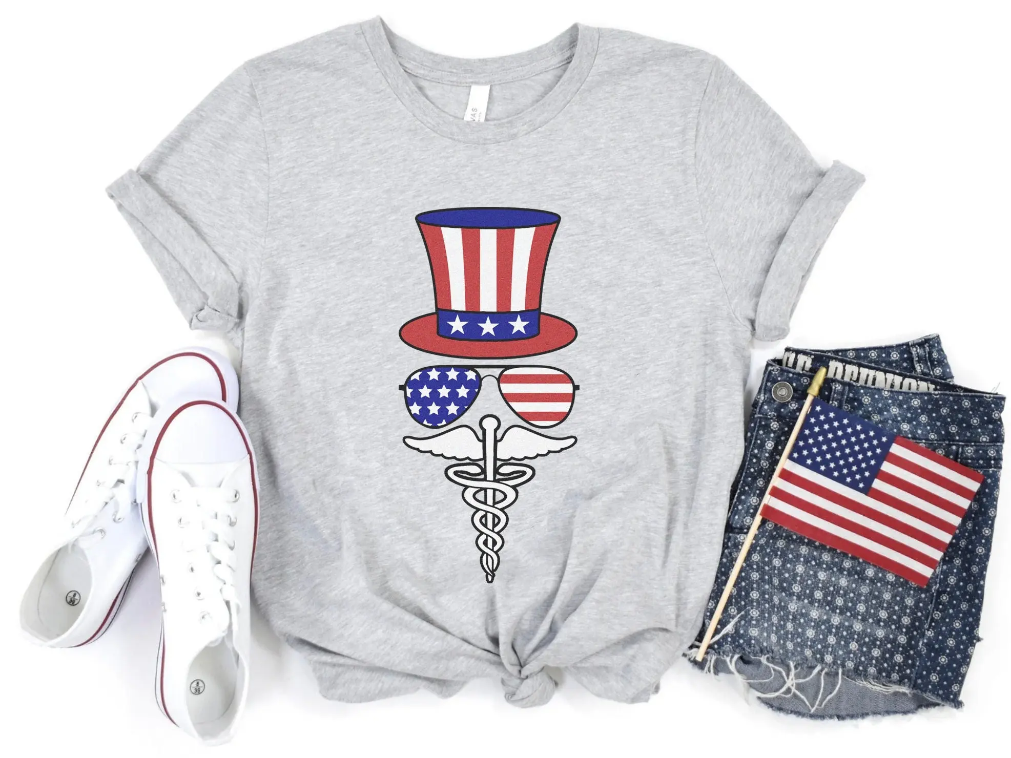 Healthcare Worker Nurse 4Th Of July T Shirt Independence Day Medical Nursing Patriotic Uncle Sam Freedom Fourth Rn